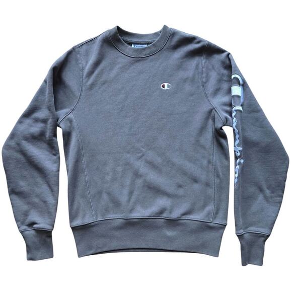 Champion Gray Embroidered Logo Crewneck Pullover Sweatshirt Unisex S Athletic - Picture 1 of 8